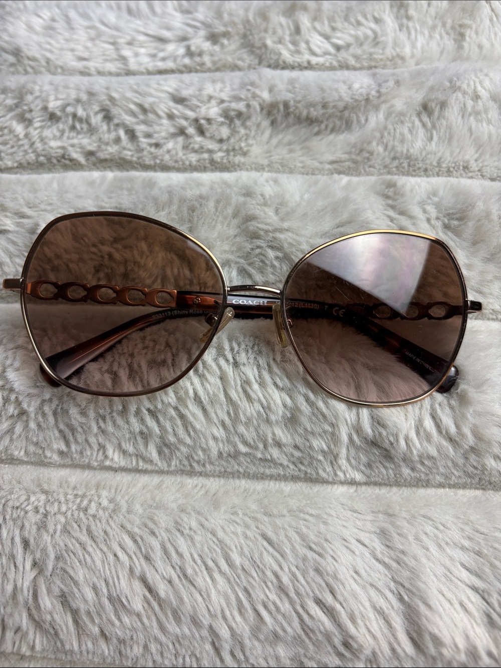 COACH Women's Brown Tortoiseshell Sunglasses with Gold Trim